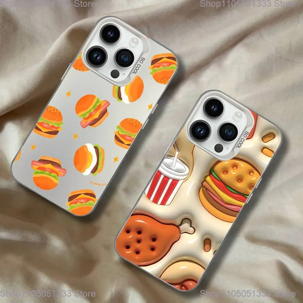 

Cute and Easy Hamburger Phone Case For iPhone 16,15,14,13,12,11,Pro,XS,Max,Plus,Mini,SE White Candy Matte Shockproof Cover