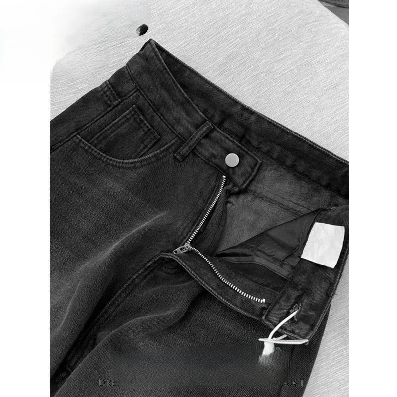 

Джинсы Bootcut Y2K размера плюс для женщин, винтажная прямая одежда для ног, пары, миниатюрная кислота, стирка бойфренда, подходит для укороченного шика, мягкие передние выцветающие джинсы