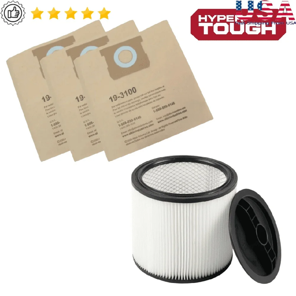 5 ガロンウェットドライ Vac フィルター交換バンドル高効率使い捨てバッグ 3 パックカートリッジフィルター簡単なインストールロング