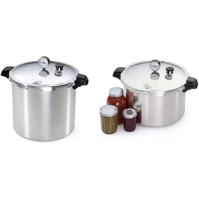 01781 Pressure Canner and Cooker, 23 qt, Silver & 01755 16-Quart Aluminum canner Pressure Cooker, One Size, Silver