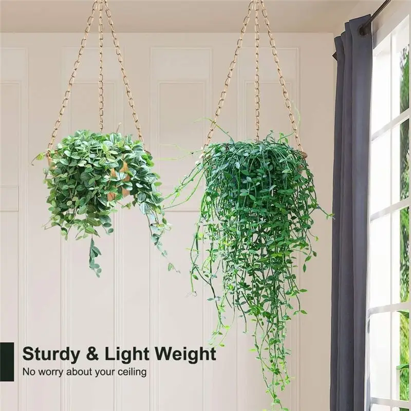 J1UL1N Large Gold Hanging Planter With Drainage, Semi-Circle Hanging Plant Holder For Indoor Plants, Lightweightceiling Basin