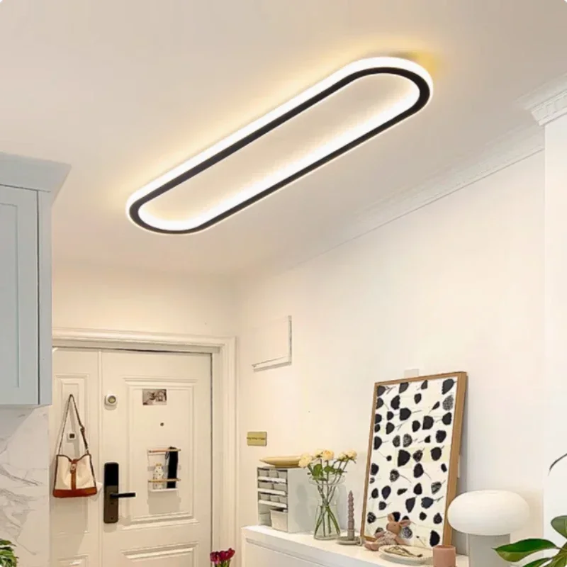 Modern LED Ceiling Light Oval Black Aisle 40/60/80cm Ceiling Light For Bedroom Porch Living Room LED Indoor Lamps and Lighting