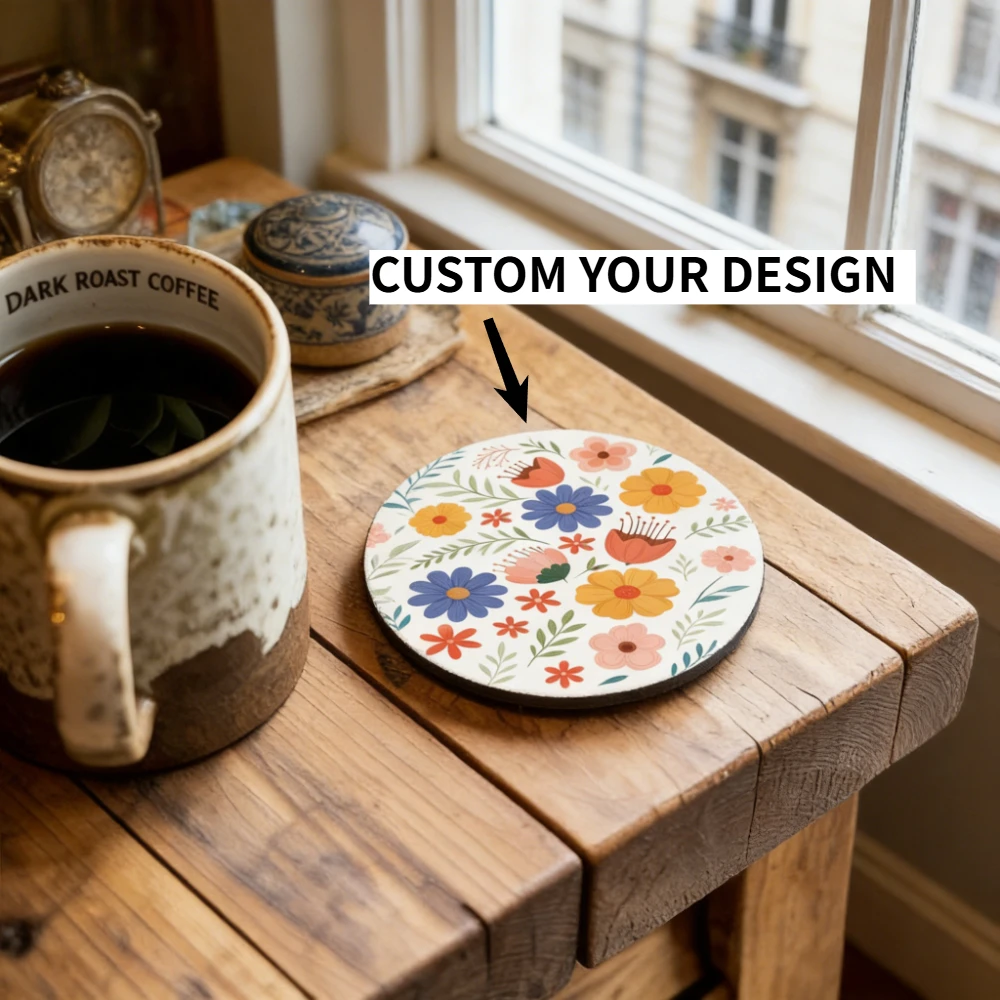 6pcs Custom Image Coasters Center Console and Floor Console, Diatomite Absorbent Protectors, Durable Easy-Clean Mats
