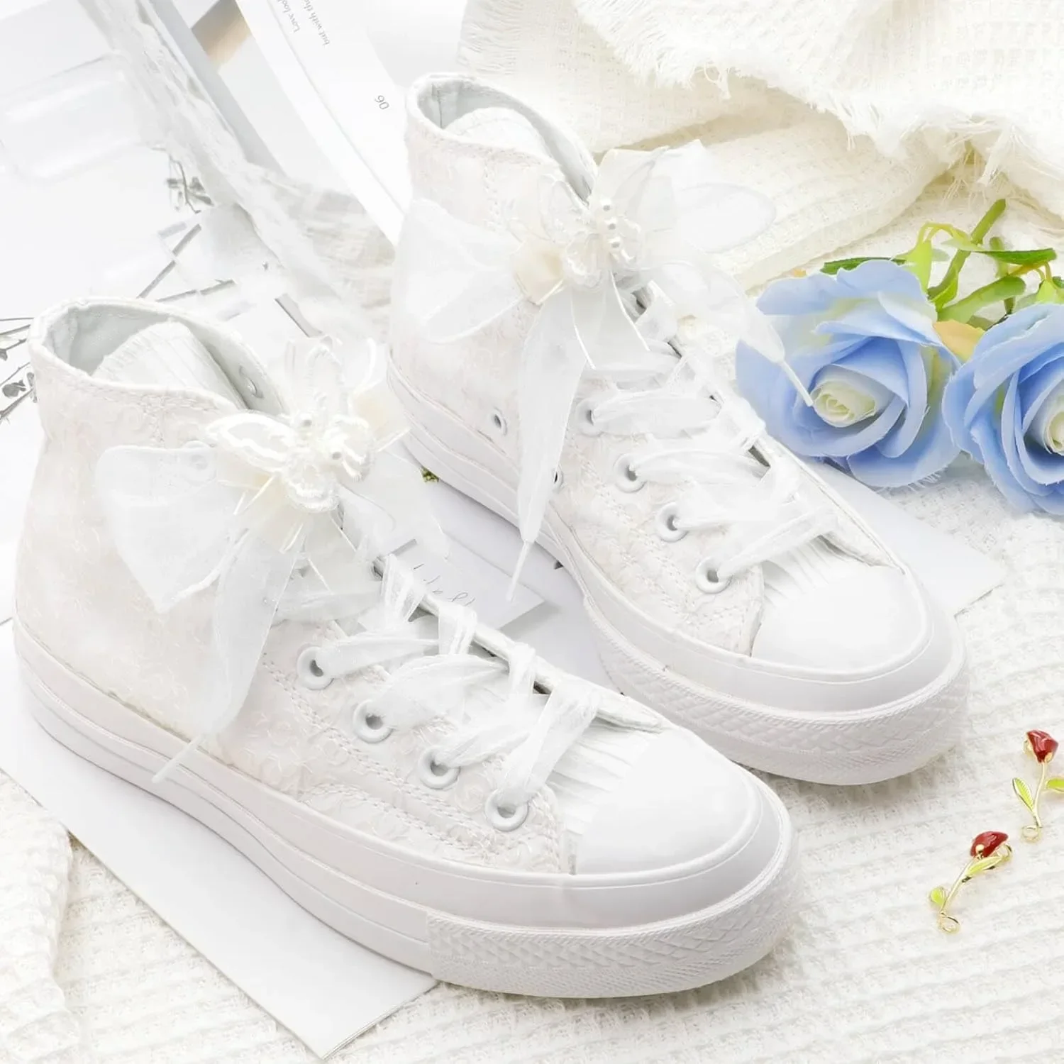 Organza-Schuhbänder, transparente, durchsichtige Seidenschuhbänder, breite, flache Schleifen-Schuhbänder für Sneaker, Freizeitschuhe, DIY-Schuhdekorationen – Detail 12