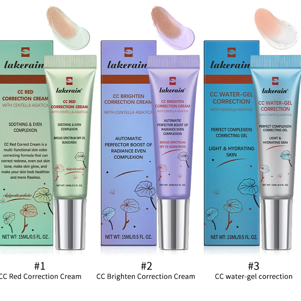 3pcs CC Cream Color Changing Liquid Foundation Centella Korean High Coverage Cream for Face Base Makeup