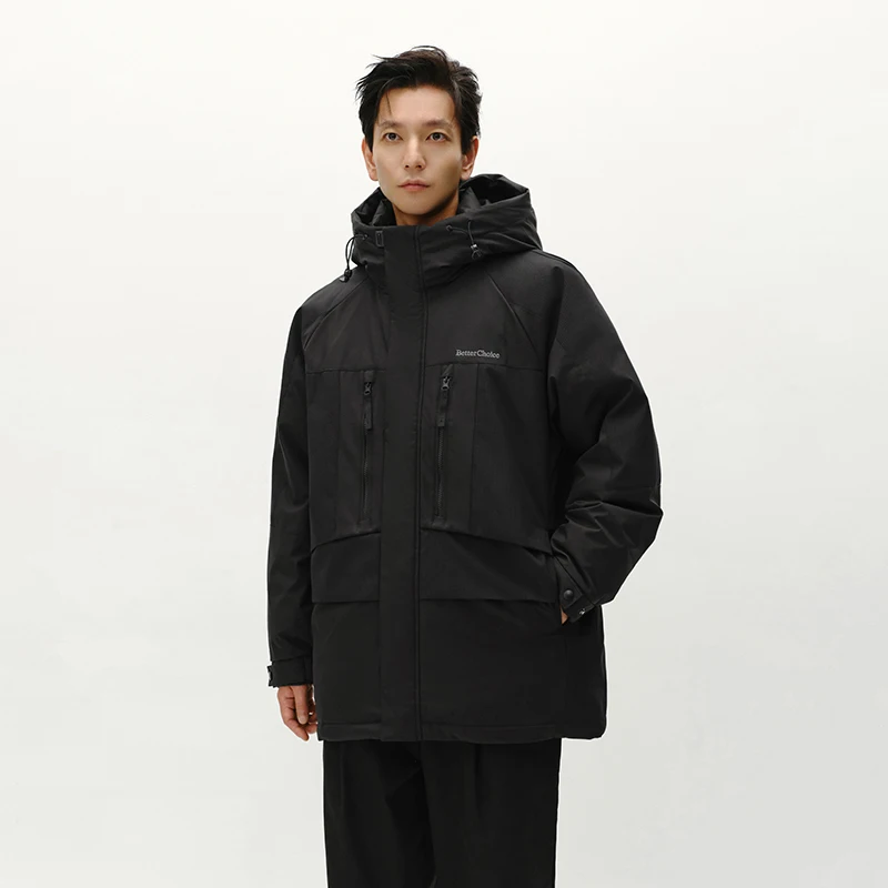 Semir Down Jacket Men Mid-Length Hooded Sport Colorblock 2025 Winter Man Clothes Warm Outerwear Windproof Warm Colorblock Design