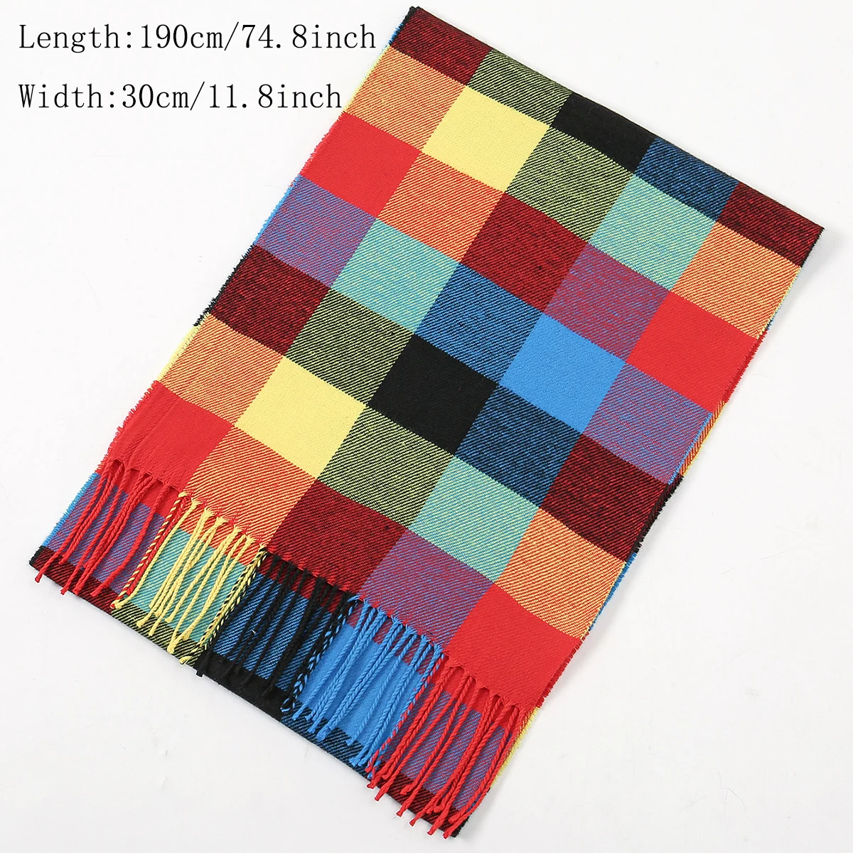 Hot Selling Fashion Winter Plaid Fake Cashmere Scarf Keep Warm Tassel Shawl For Woman Outdoor Windproof Pashmina 190*30cm