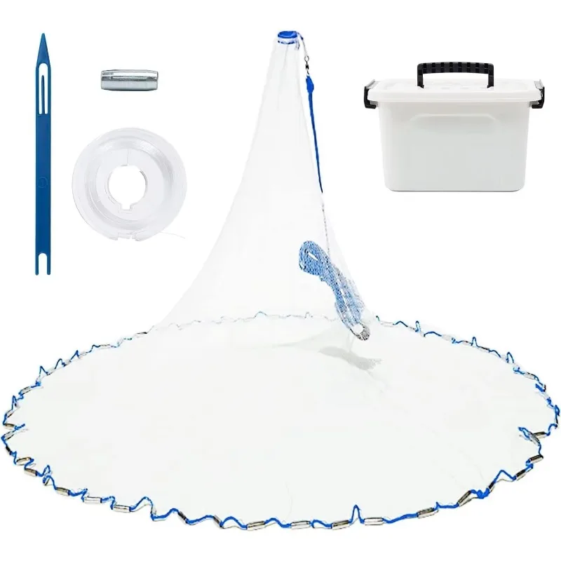 

Handmade net casting fishing net for bait traps, with zinc sinker weight, for fresh and salt water