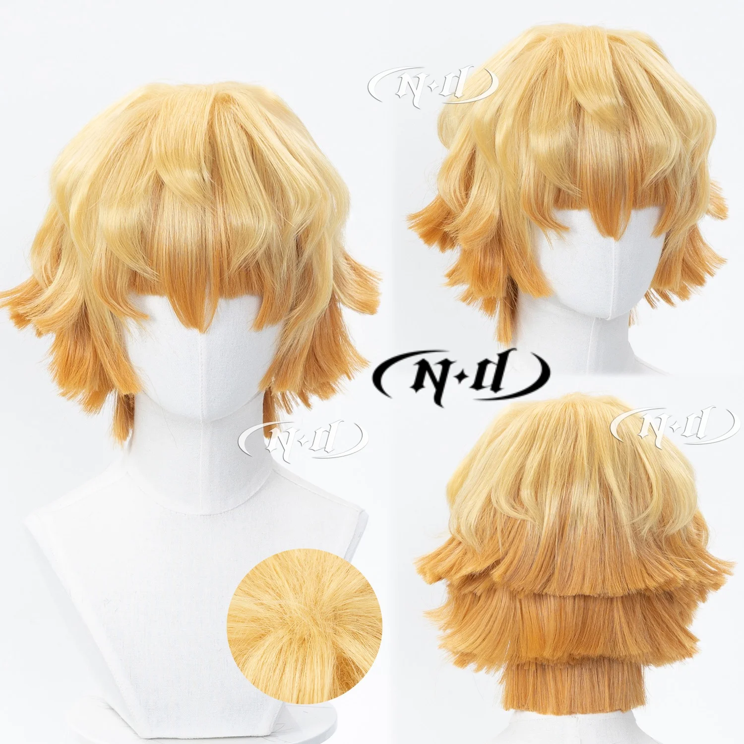 Brand ND Agatsuma Zenitsu Cosplay Wigs Hair Hairpiece for Comic-con Cosplayer Halloween Costume