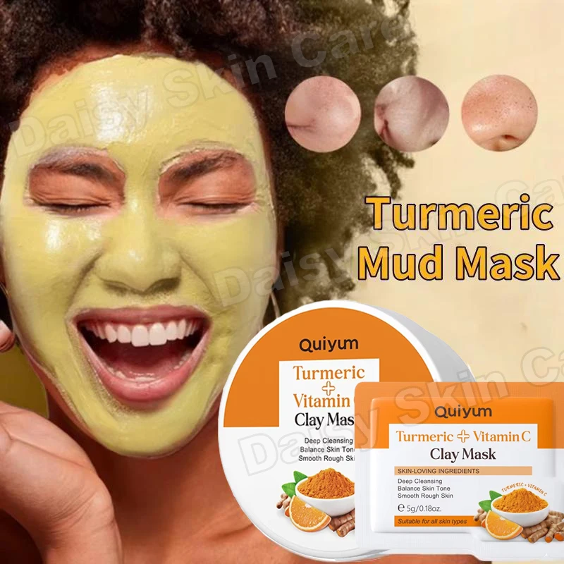 

Turmeric Mud Mask Cleansing Pore Vitamin C Mud Mask Eliminate Pimples Inhibit Melanin Exfoliating Shrink Pores Face Skin Care