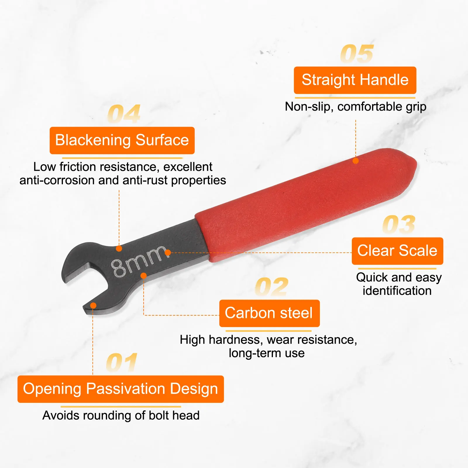 Uxcell Single Open End Wrench 7mm-20mm Metric 15 Degree Offset Angle U-Shaped Spanner Flat Head BlackeningWrench for Auto Repair