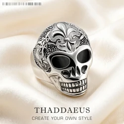 Blackened Lily Skull Ring Europe Style Vintage Jewelry Fine Jewerly Gift For Men Women In 925 Sterling Silver