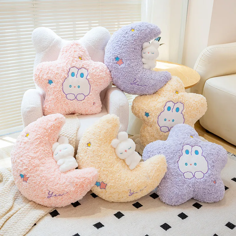 45cm Kawaii Pillow Rabbit Cartoon Star Moon Pillow Cushion Creative Happiness Soft Family Plush Toy Sofa Home Decor Plush Pillow