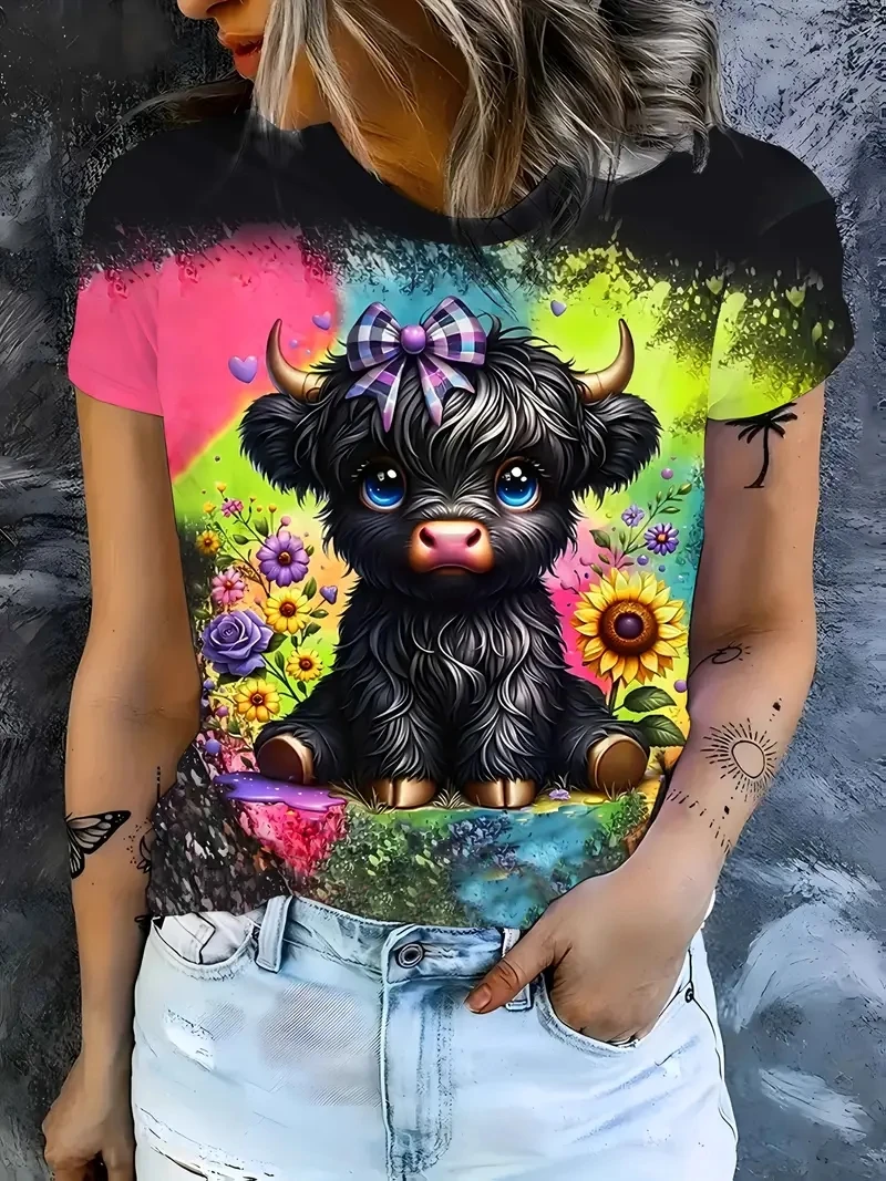 

Женская футболка больших размеров с короткими рукавами и 3D цветочным принтом, свободная и повседневная, мягкая, удобная и дышащая, для занятий спортом на открытом воздухе