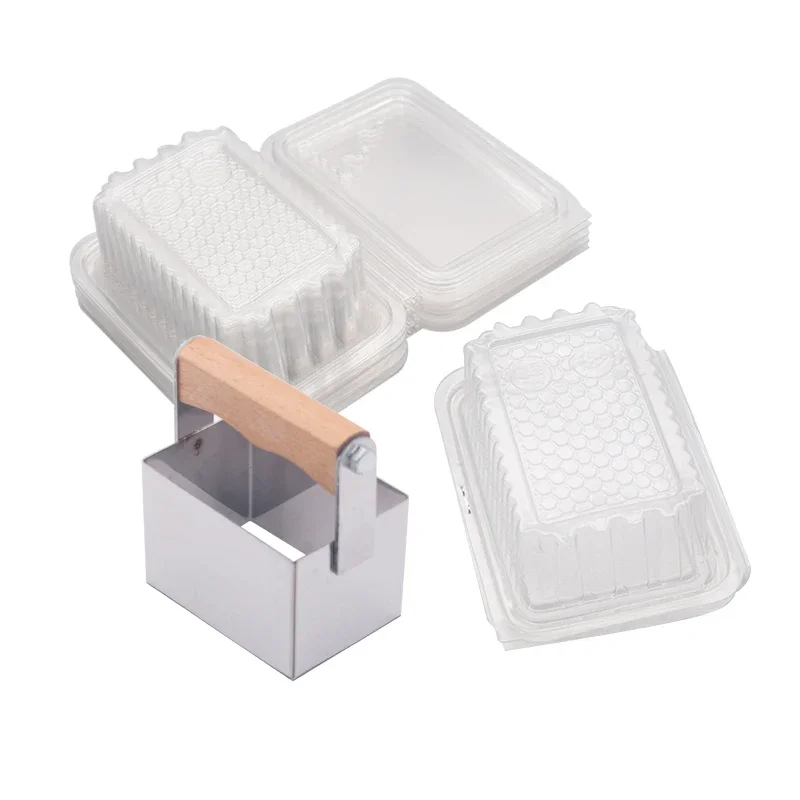 

6CM*9CM Beekeeping Bee Honey Cutter Stainless Steel Honey Comb Square Honey Cutting with 10Pcs Honeycomb Square Box Package