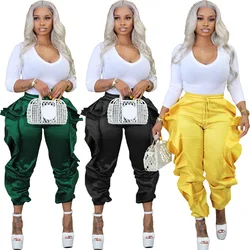 Pants Streetwear Women Legging Fashion Solid Ruffle Stacked High Waist Sweatpants Casual Trousers Pencil Pants Jogging