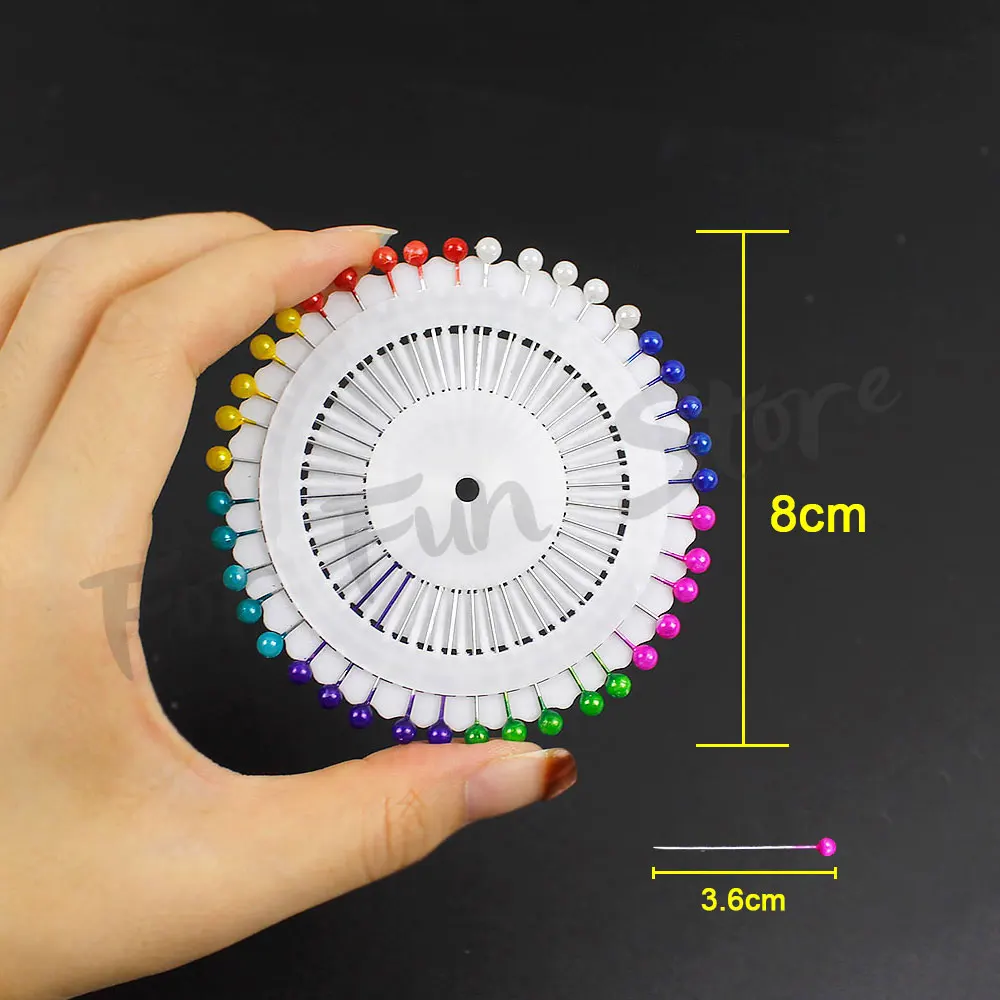 Dla zabawy 480 szt. Kolorowe szpilki do głowa perły z perłowymi igłami z okrągłym przypinką do szycia i pozycjonowaniem igieł do duża główka