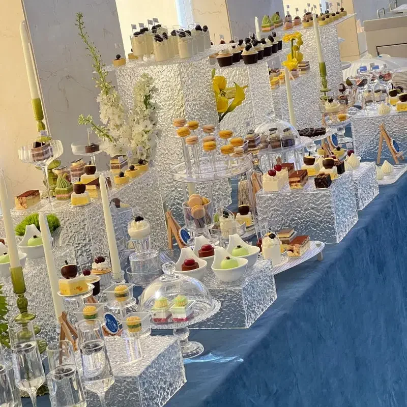 

Acrylic Column Dessert Table Buffet Trays Cupcake Rack Wedding Banquet Cake Cookies Sushi Bread Fruits Tea Break Stand 5-11pcs