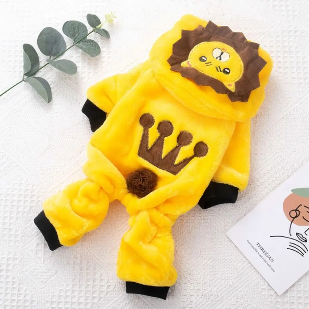 

Soft Fleece Pet Dog Clothes Coral Velvet Cartoon Design Puppy Clothes Tigger Pattern Warm Hoodies Dog Jumpsuits Small Dogs
