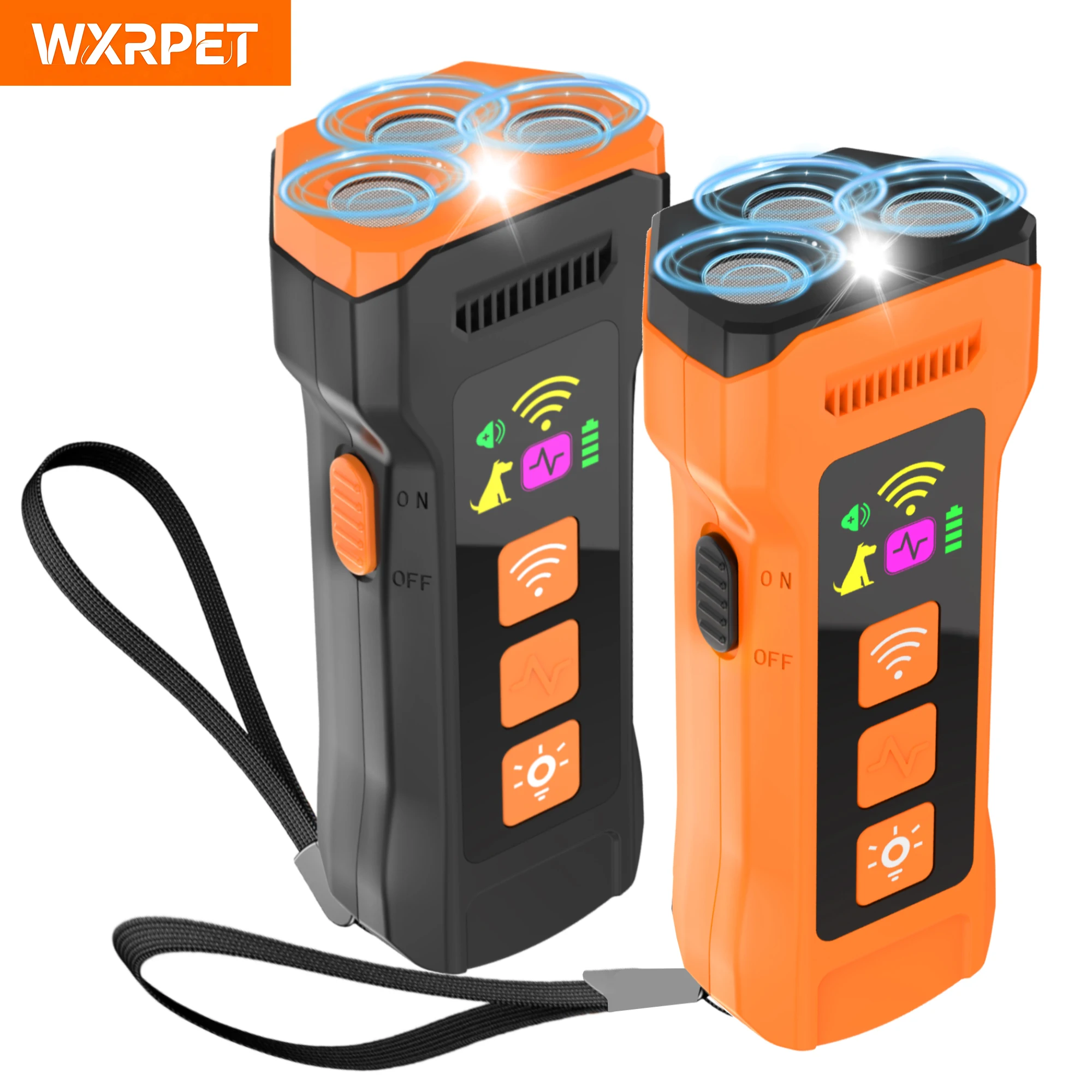 WXRPET Pet Dog Repeller Ultrasonic Dog Training Device Rechargeable Anti Dog Bark Deterrent Device With LED Flashlight