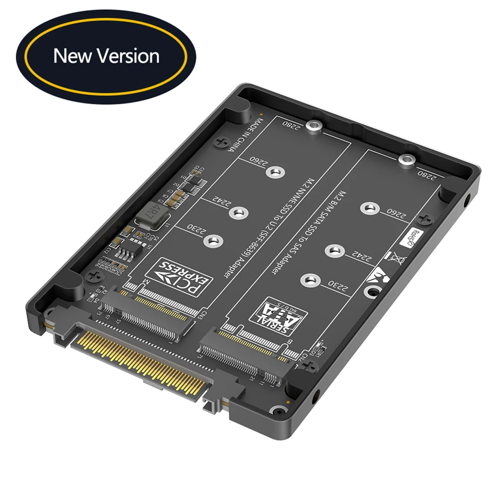 Dual M.2 Key B+M auf U.2 SFF-8639 Adapter mit Kunststoffgehäuse für M.2 NVMe Key M & SATA SSD M2 auf U.2 SFF8639/SAS Konverterkarte – Detail 1