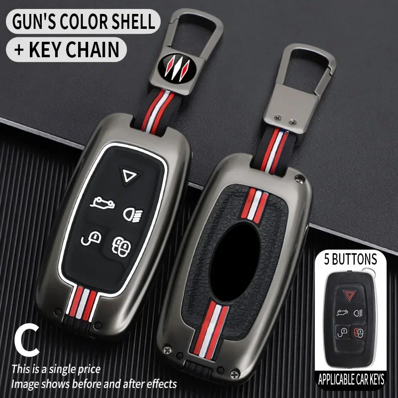 

5 Bottons Metal Car Key Cover Fob Case Shell for Land Rover 4 Range Rover Sport Lr4 Vogue 2010 2011 2012 Keychain Accessories