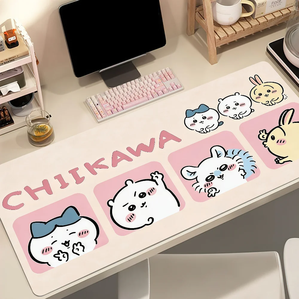 Cute Chiikawa Mouse Pad Large Non-slip Lockedge Desktop Computer Desk Mat Keyboard Writing MousePad Office Gamer Student