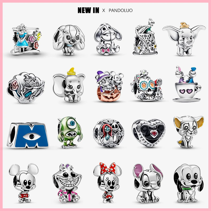 Disney Series 925 Contas de Prata para Mulheres, Forma Animal, Fits Pandora Pulseira, Pingente de Contas, Jóias Presente, Venda Quente, Novo, 2023