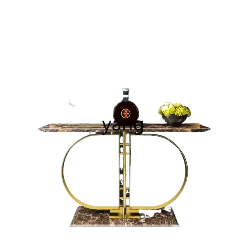 LM， Modern Simple Stainless Steel Marble Decorative Cabinet End View Table Shelf Xuan Guan Platform