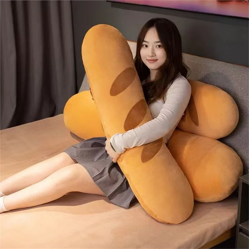Cute and quirky baguette-shaped pillowperfect for cuddlingleg supportor as a lazy girl's bed pillow; it's removable and washable