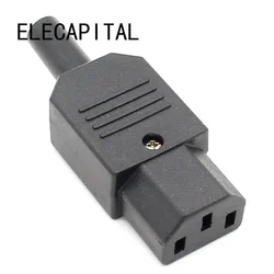 10pcs New Wholesale Price 10A 250V Black IEC C13 female Plug Rewirable Power Connector 3 pin AC Socket