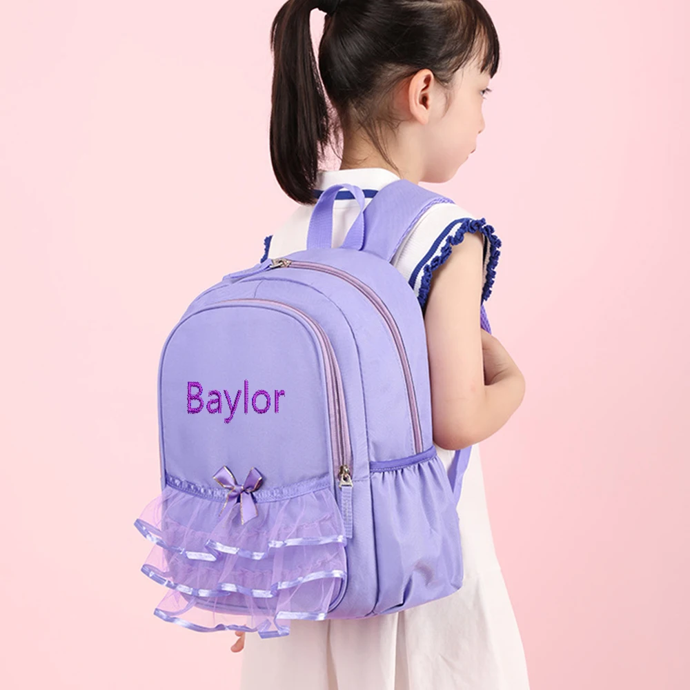 Name Customization New Girls' Dance Class Large Capacity Backpack Personalized Embroidery Lace Lightweight Dance Bag