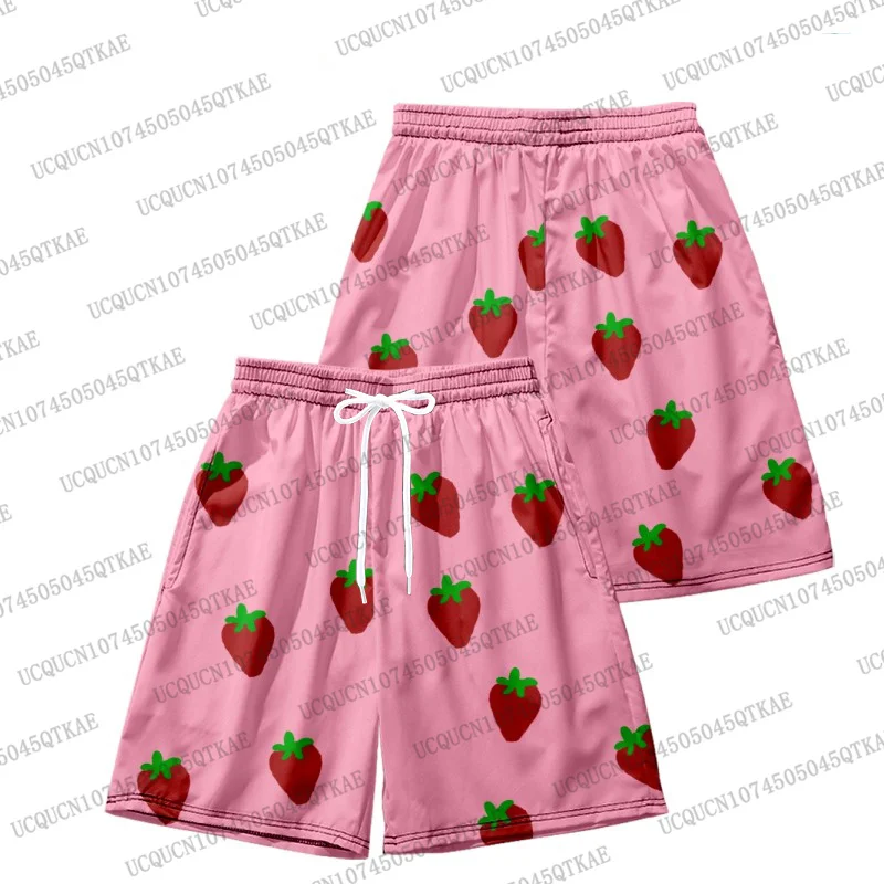 Pink Strawberry Short Pants 2026 Men's Clothes Anime GINTAMA Sakata Gintoki Cosplay Costume Unisex Party Men Beach Short Pants