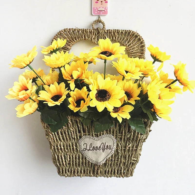 7 Heads Artificial Sunflowers Fake Flower Bouquet For Garden Bookstore Wedding Cafe Store Party Home Decor