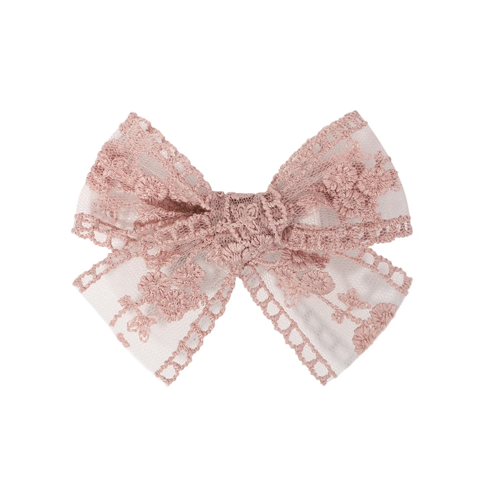 1Pcs Sweet Flower Embroidery Bowknot Hair Clips for Cute Baby Girls Lace Bows Hairpins Barrettes Headwear Kids Hair Accessories