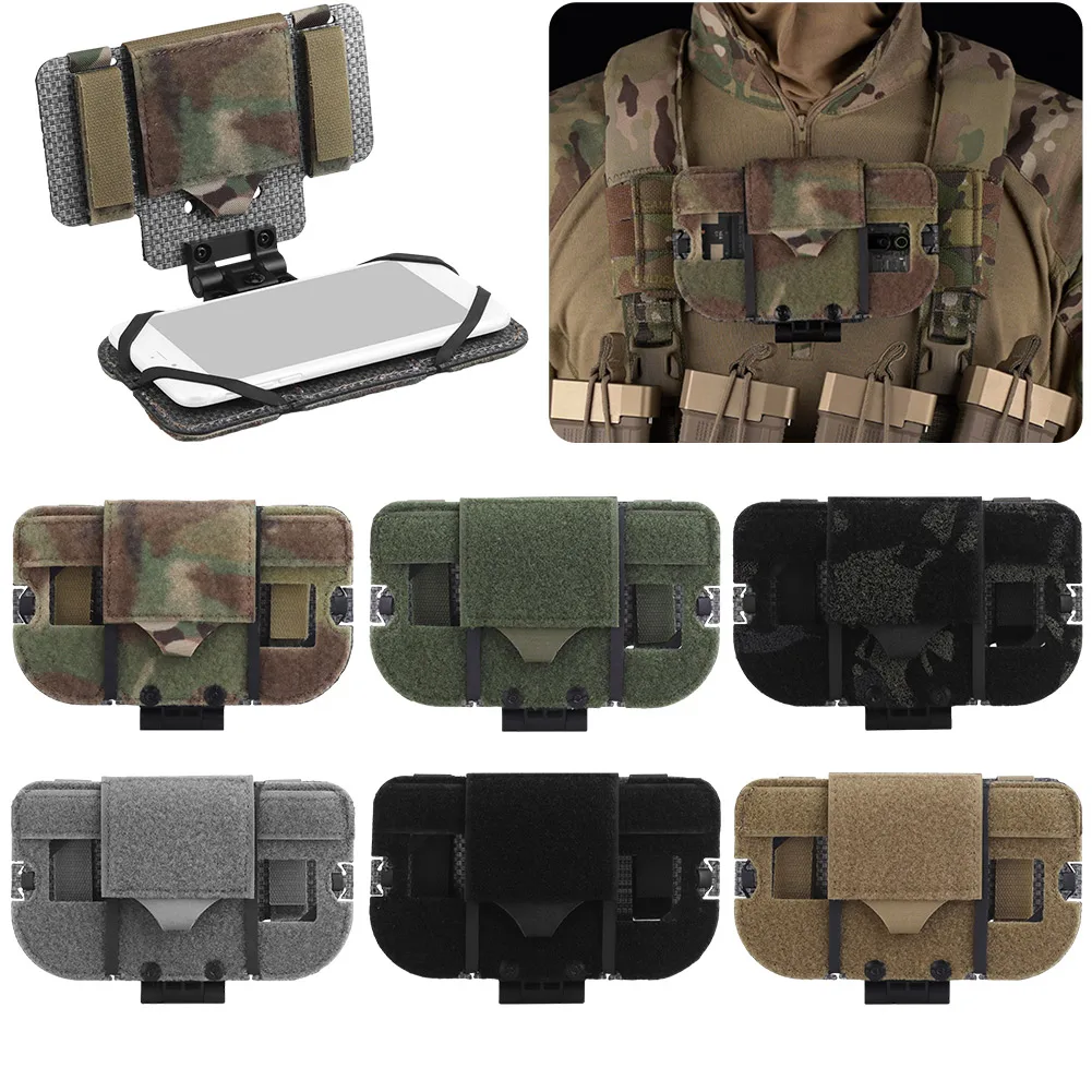 Tactical Vest Phone Holder with MOLLE Strap Plate Carrier Phone Mount Tactical Cell Phone Holster Fit for 8.89 X 17.15 Cm Phone