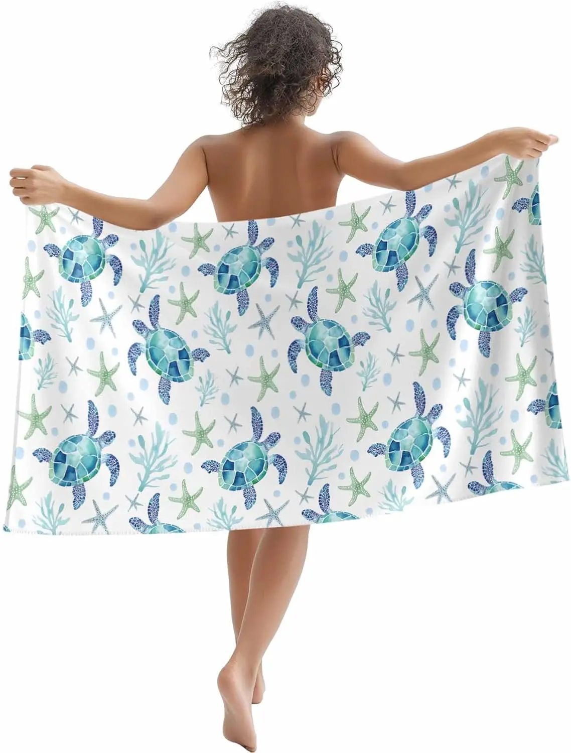 Scenic Palm Tree Beach Towel,Oil Painting Style Ocean View Bath Towel,Large Soft Microfiber Towel for Women,Quick Dry Sand-Free