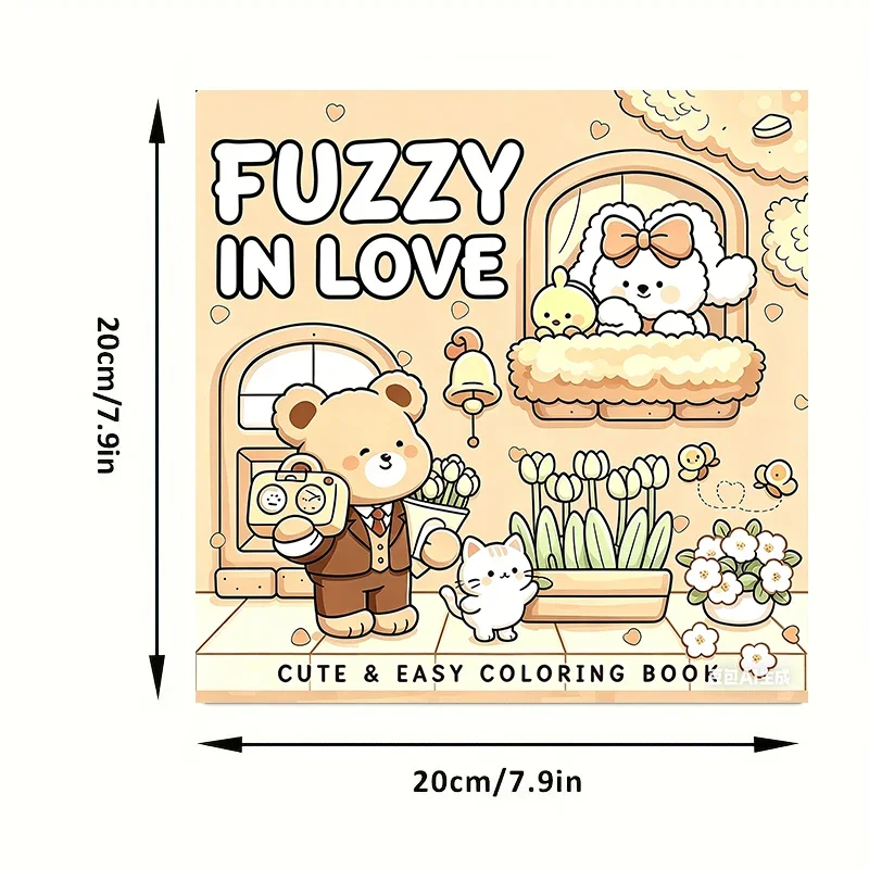 FUZZY IN LOVE Bold-Easy Patterns Coloring Book for Adult Cute Drawing Book Perfect Gift for Birthday Back to School Art Supplies