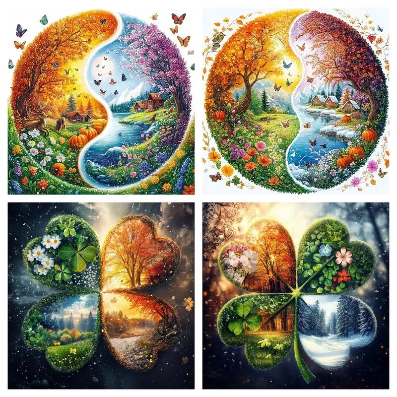 GATYZTORY Diamond Painting Four Seasons Scenery 5D Mosaic Of Rhinestones Embroidery Landscape DIY Handicraft Home Decoration