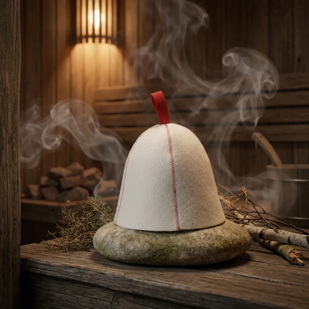 Heat Resistant Wool Felt Sauna Hat for Sauna Use Keeps Forehead Comfortable and Head Warm with Thickened Material