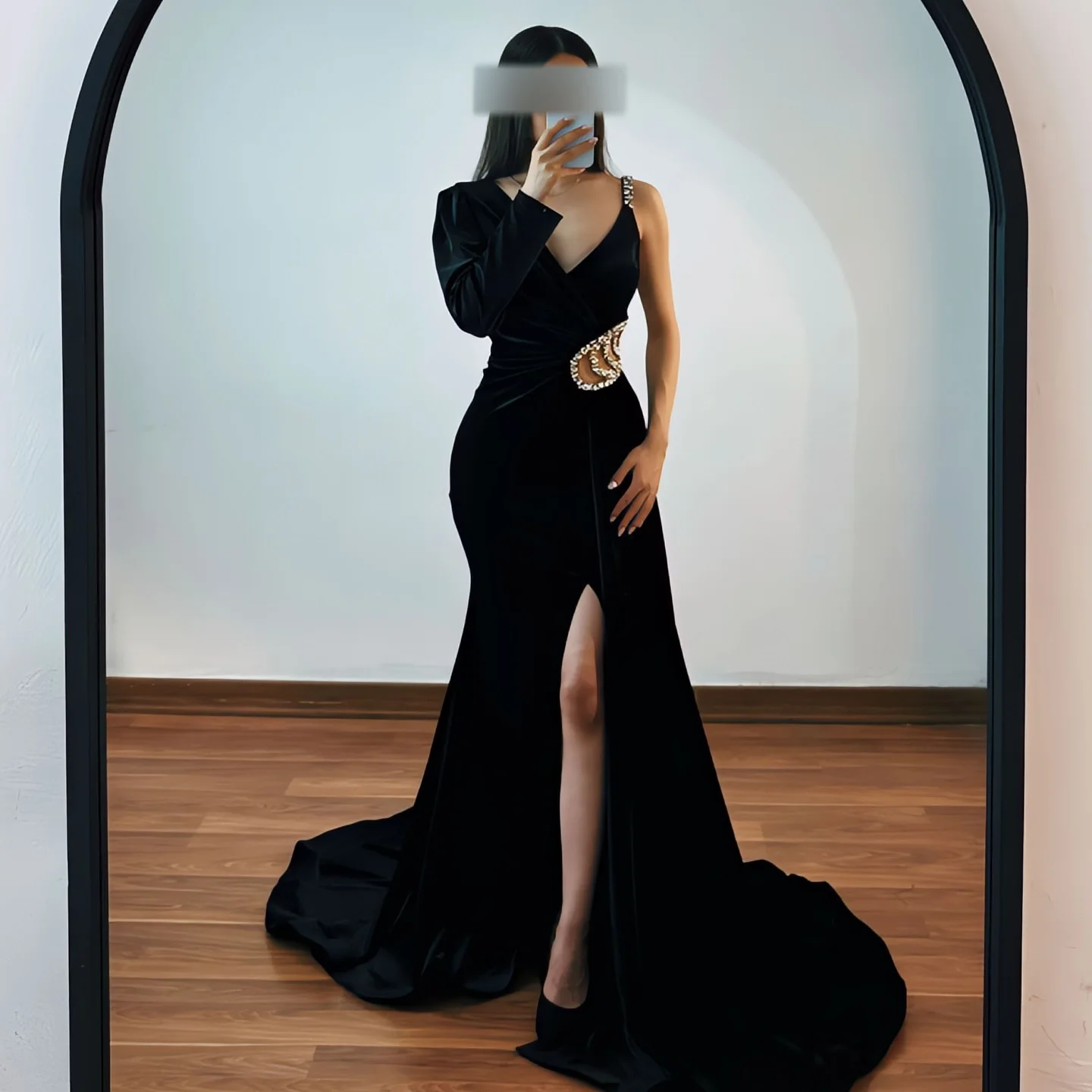 Jirocum Elegant Black Prom Gown Women One Shoulder Diamond Party Evening Dress Floor Length Formal Occasion Dresses customized