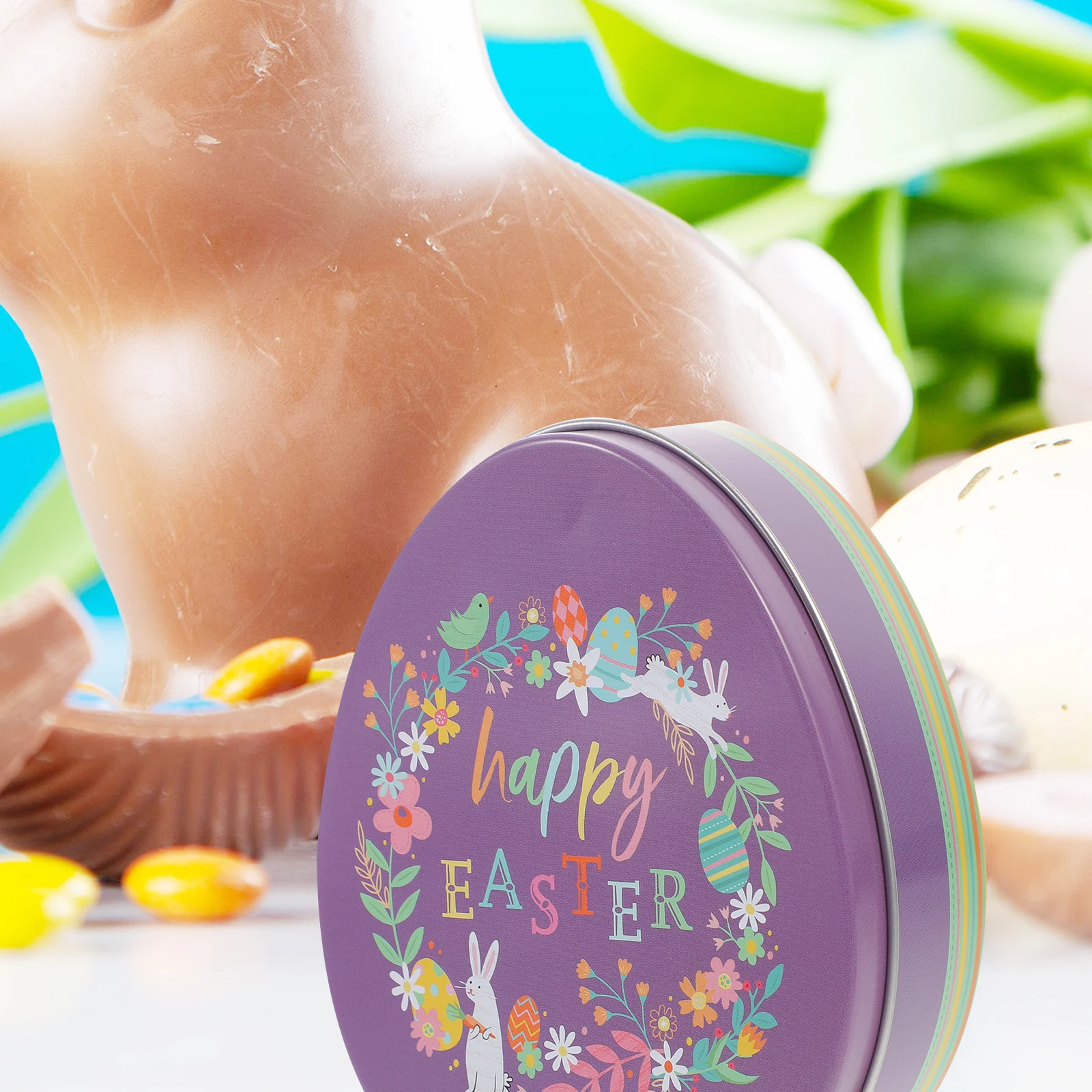 

2 Pcs Tin Easter Gift Box Cookie Storage Container Case Child Candy