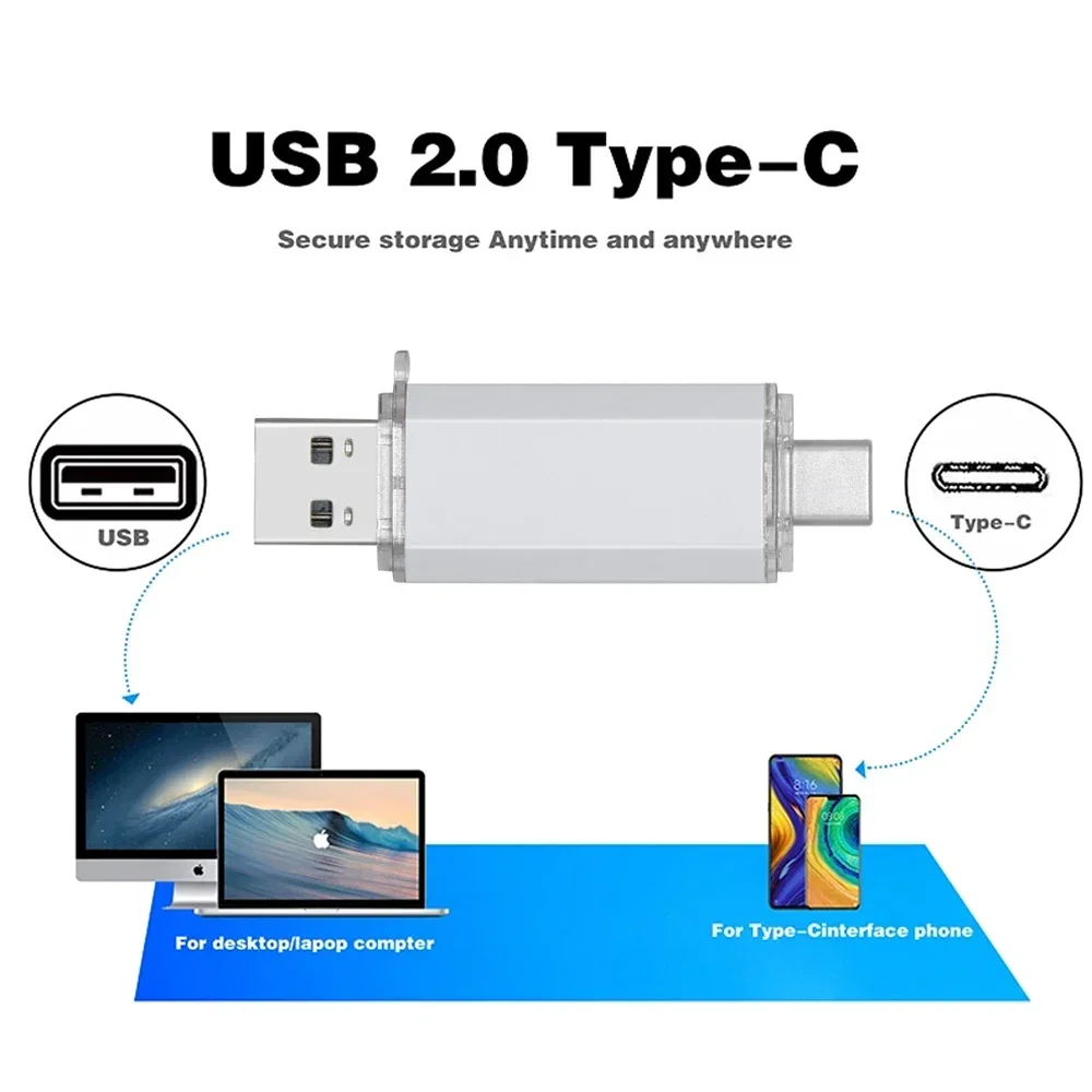 USB แฟลชไดรฟ์คุณภาพสูง2.0 128GB 64GB เพนไดรฟ์8GB ชนิด32GB ชนิด-C 2 in 1เมมโมเรียสติ๊ก USB 16GB 4GB USB