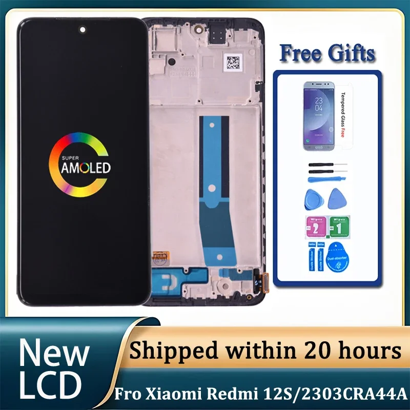 6.43''Super AMOLED For Xiaomi Redmi Note 12S LCD 2303CRA44A Display Touch Screen Digitizer For Redmi Note 12S Screen With Frame