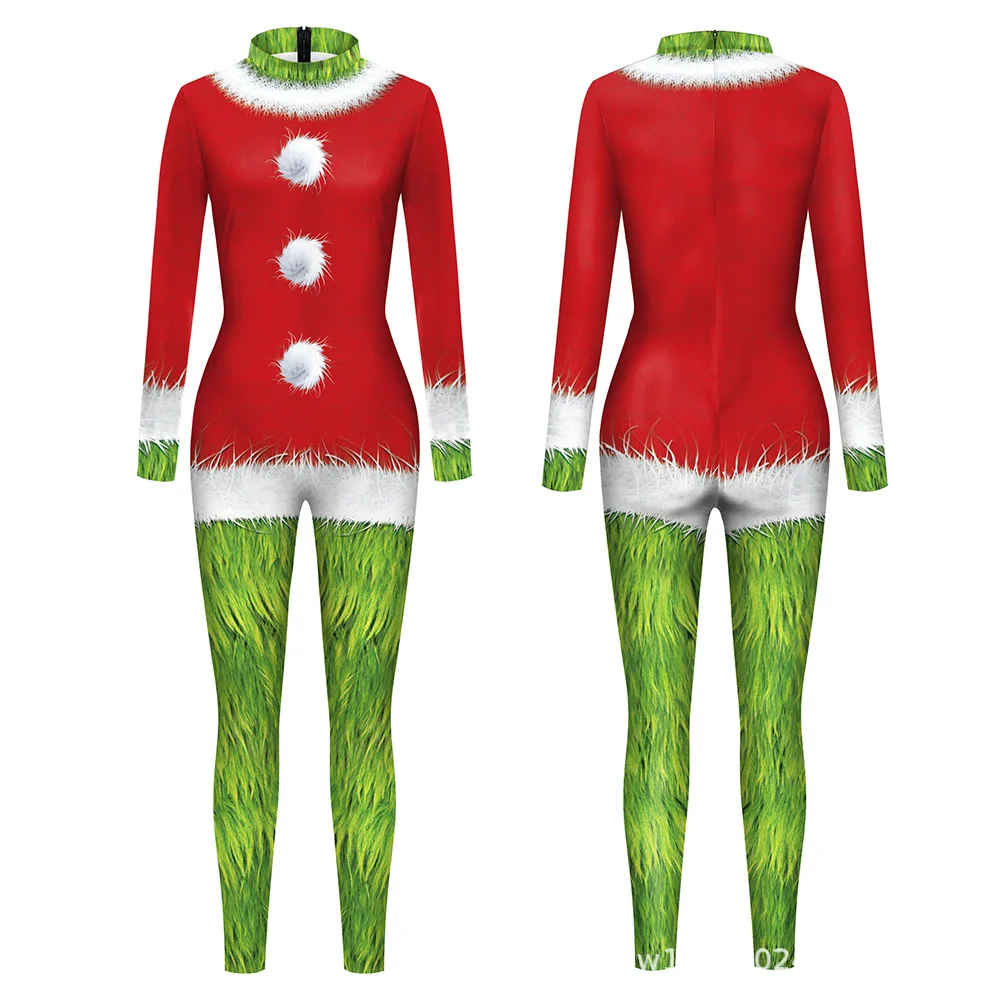 Kerst Jumpsuits Anime Cosplay Kostuum Cartoon Bodysuit Fantasia Catsuit Volwassen Carnaval Zentai Podiumkleding