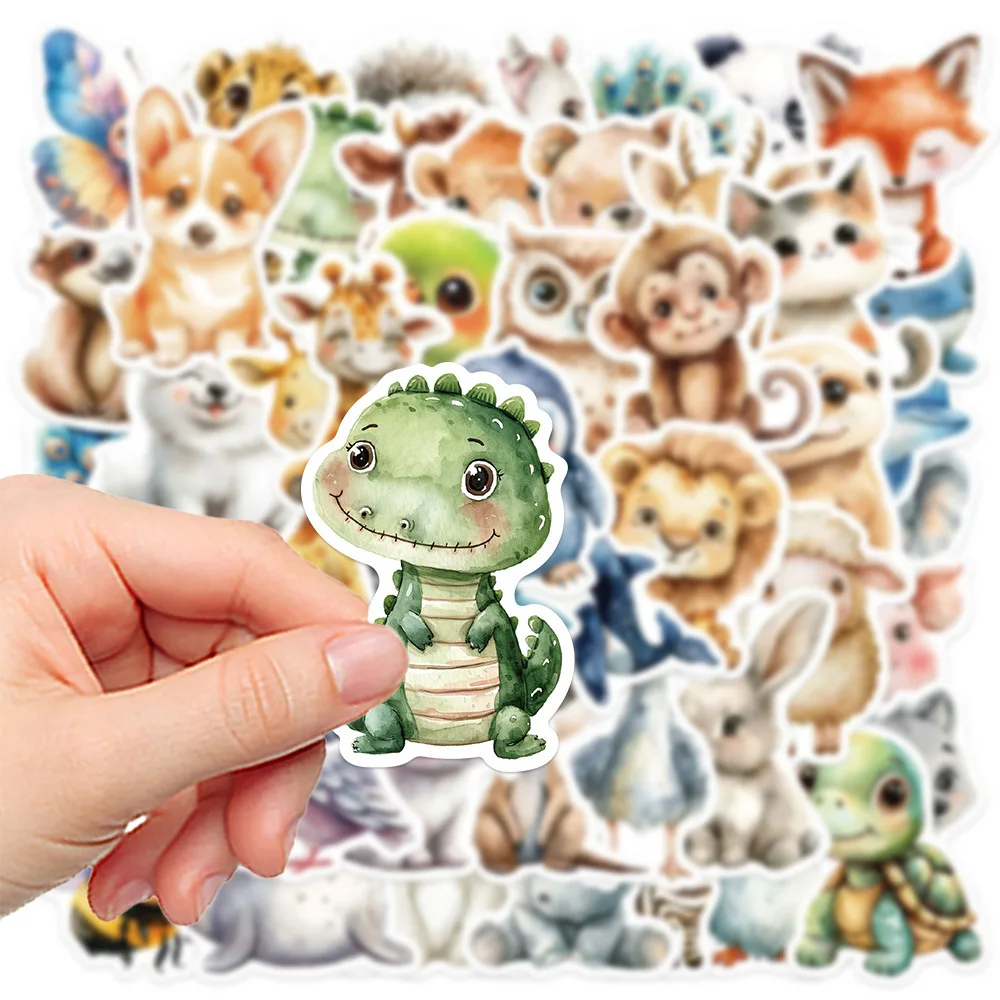 50PCS Cute Watercolor Animals Graffiti Stickers Cartoon DIY Skateboard Phone Case Laptop Waterproof Cool Sticker Decals Toy