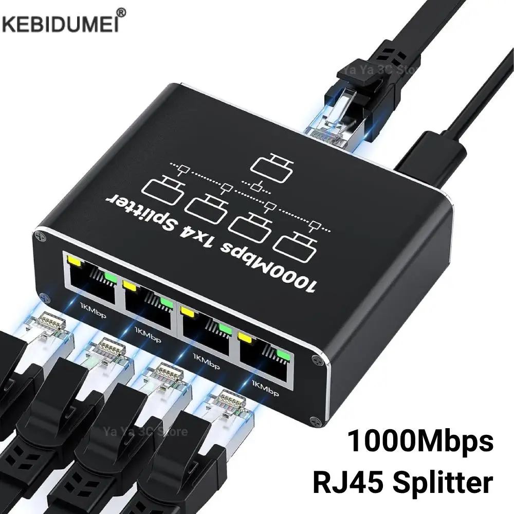 1000M Rj45 Splitter Gigabit Ethernet Adapter Internet Network Cable Extender Networking Adapter for PC TV Box Router Sharer