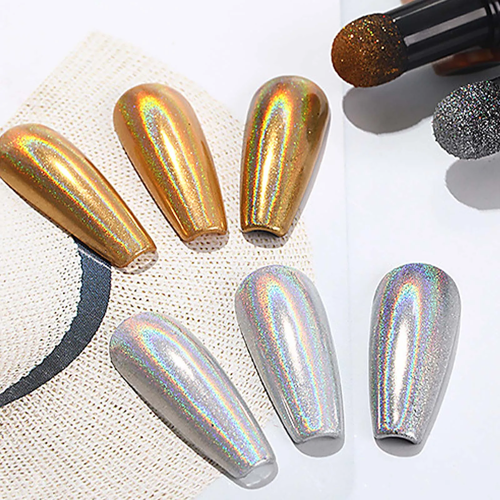 Arte do prego glitter almofada de ar caneta mágica efeito espelho pigmento cromo uv gel polonês holográfico pó pigmento decoração