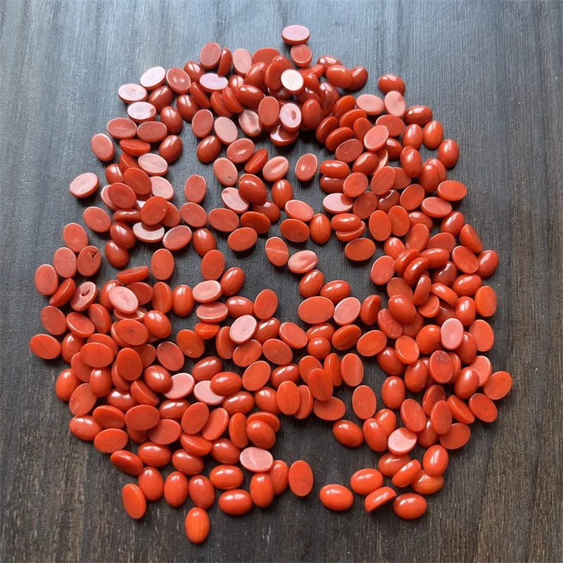 3*5*7MM owalne pomarańczowe czerwone koraliki koralowe kopuła 10 sztuk półkole mieszkanie powrót kaboszony półokrągły klejnot mineralny Cameo