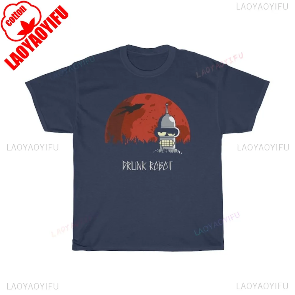 Futurama في حالة سكر روبوت الجرافيك المطبوعة الكرتون تي شيرت عادية موضة فضفاضة Harajuku الهيب هوب رجل التي شيرت القطن محب المرأة تيز